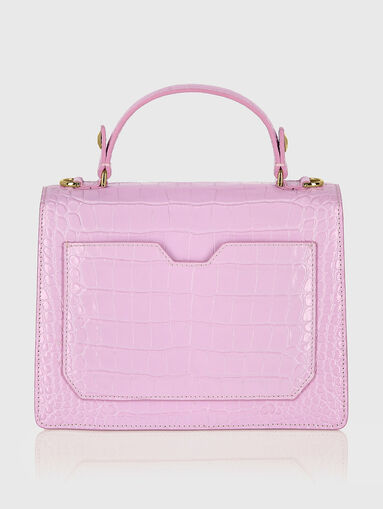 Pink leather bag with croc texture - 3