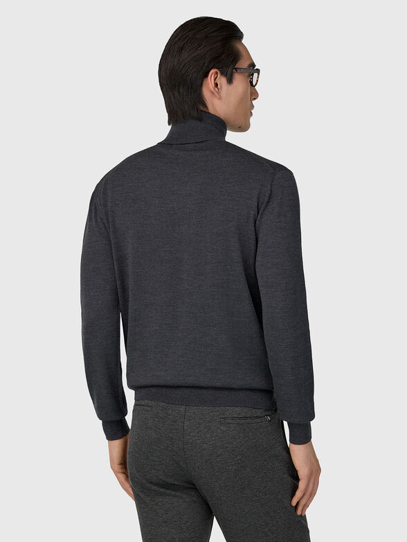 Wool polo shirt in gray  - 3