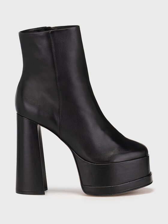 Black leather heeled ankle boots - 1