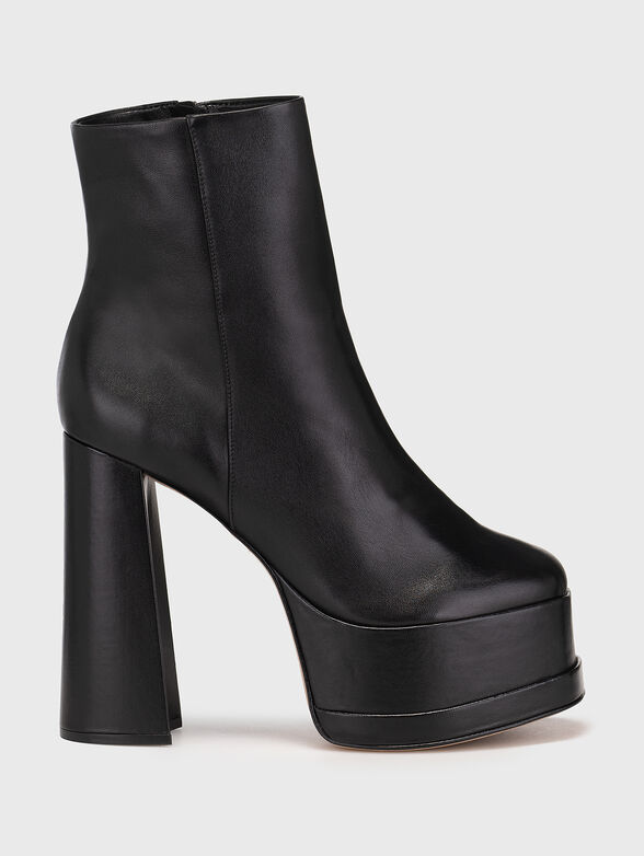 Black leather heeled ankle boots - 1