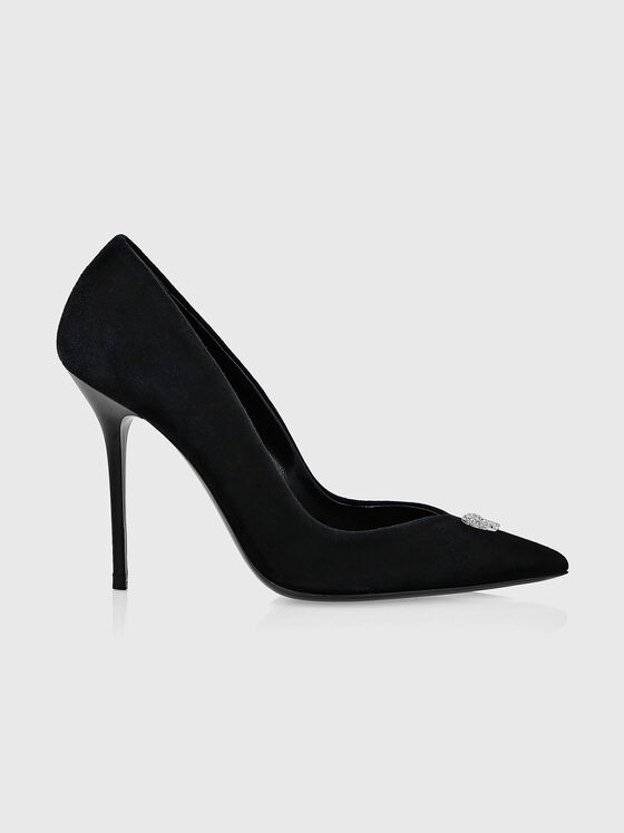Suede heeled shoes with accent detail - 1