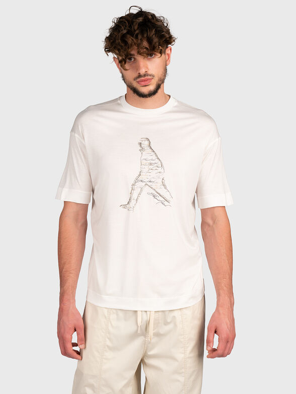 Dark blue T-shirt with art detail - 1