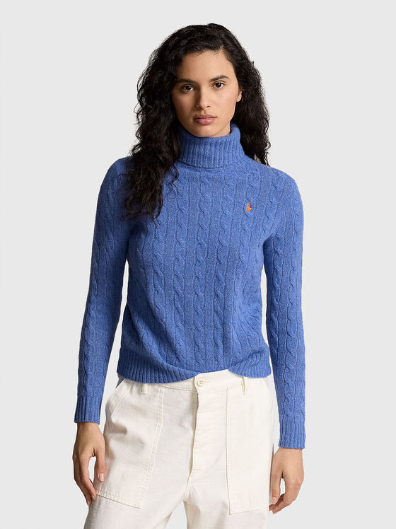 Пуловер с плетен мотив и лого - 1