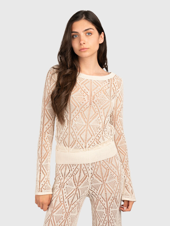 Knitted cotton blend sweater - 1