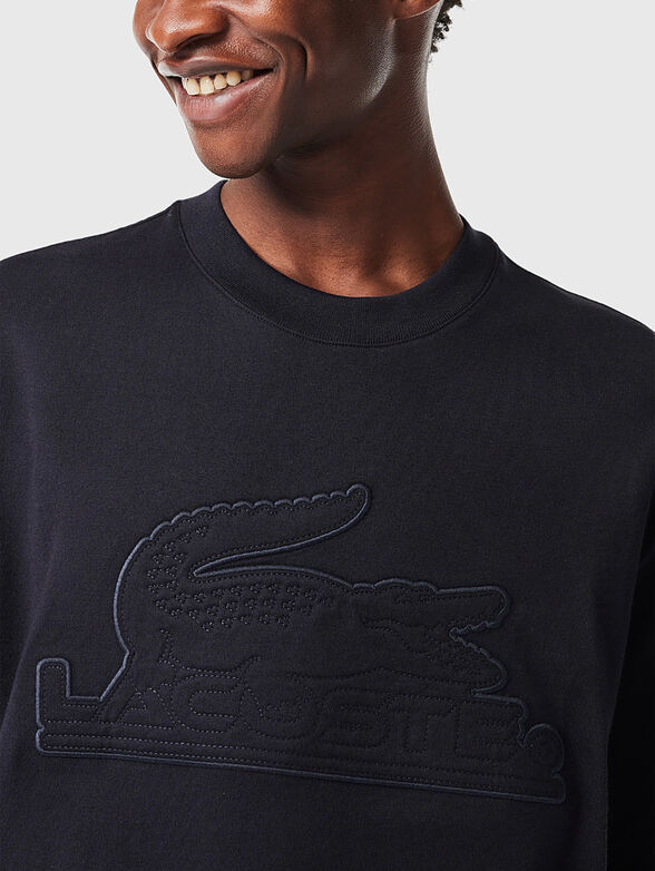 T-shirt with oval neckline and embroidered logo - 4