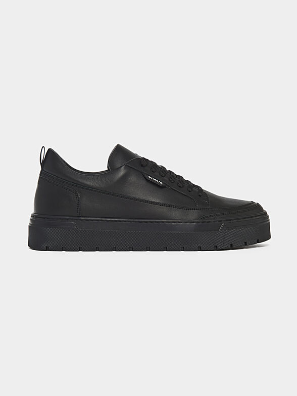 FLINT black leather sneakers - 1