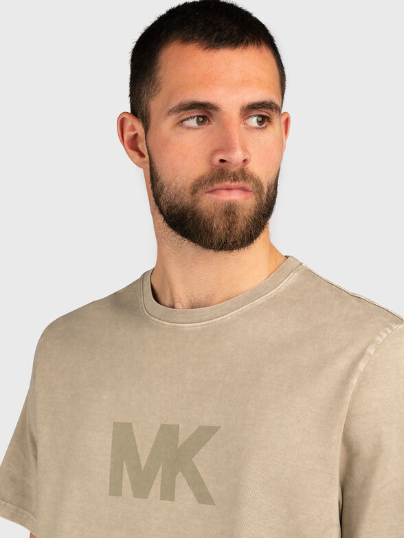 Cotton T-shirt with oval neckline and logo - 4