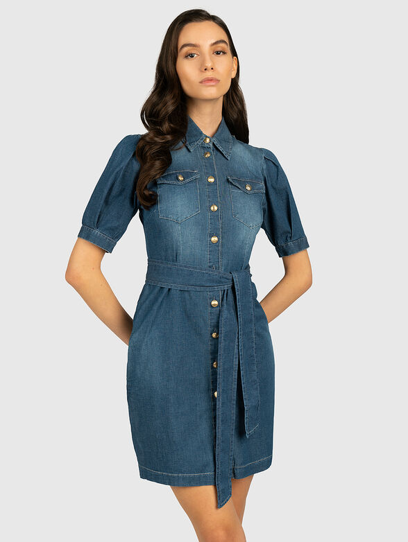 Denim dress with washed effect - 1