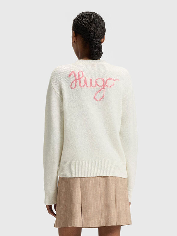 Wool sweater with V-neck and accent back - 3