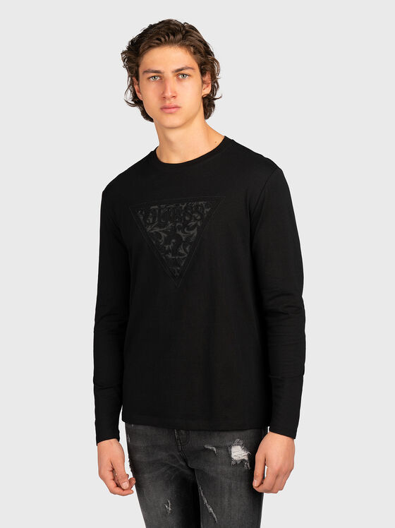 Black blouse with logo embroidery - 1
