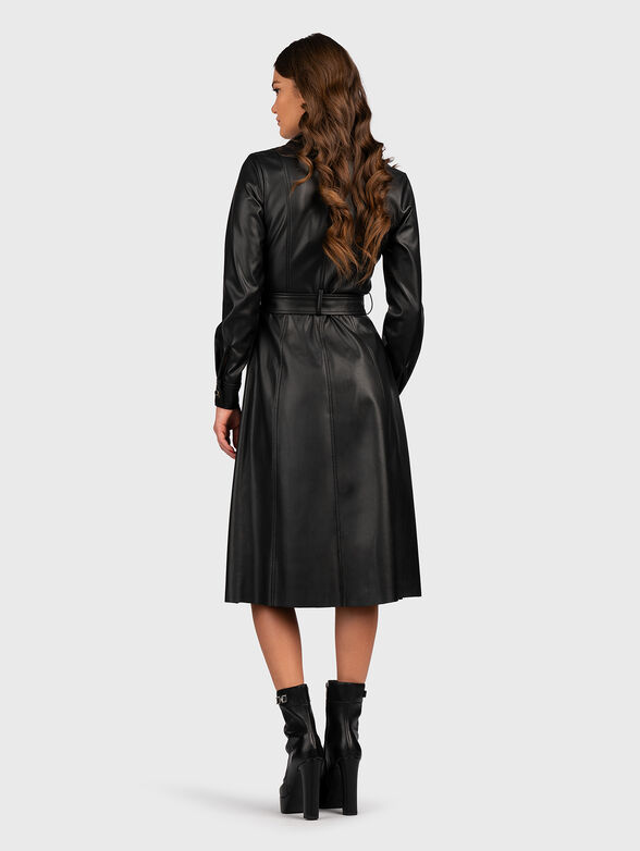 Belted black midi dress - 2