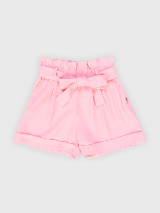 Розови къси панталони с колан - 1