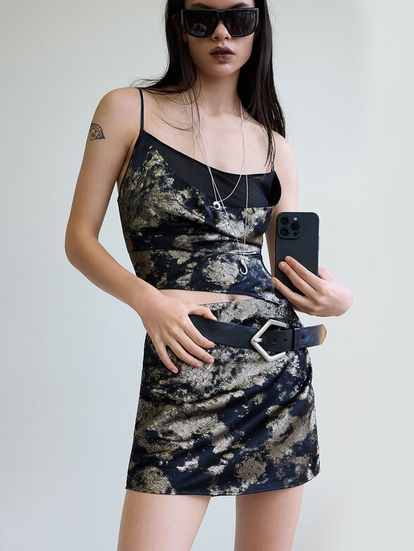 Draped satin mini skirt - 4