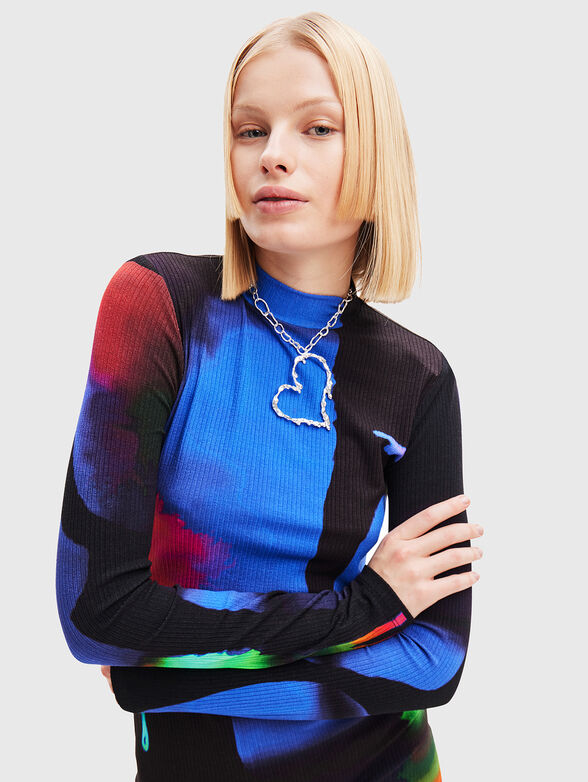 Midi dress with multicolored neon print - 4