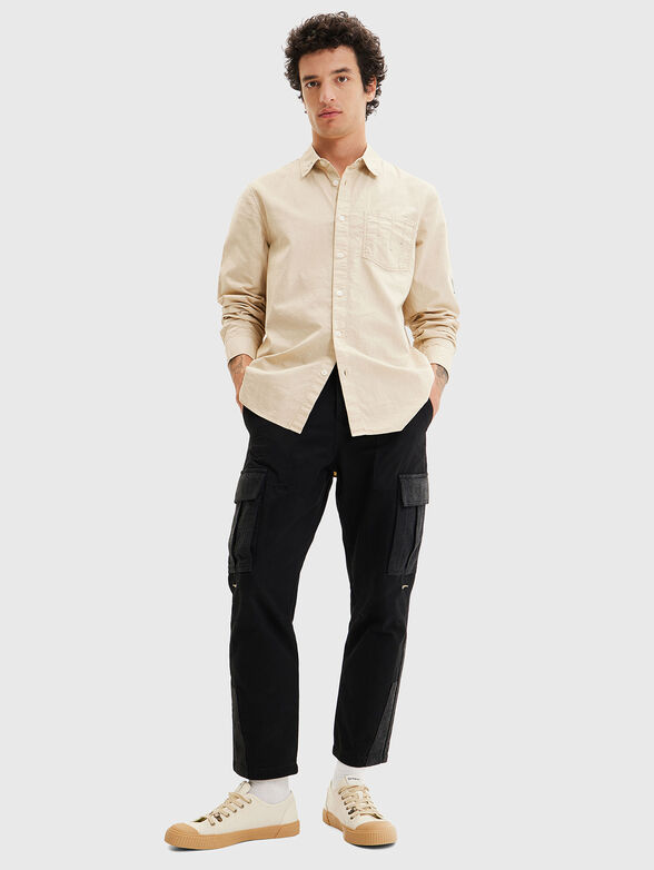 BRAD beige shrt with logo detail - 2