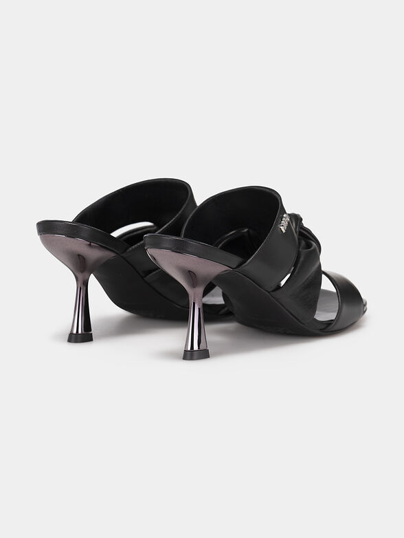 Black leather heeled sandals PANACHE - 3