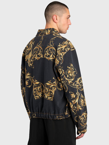 Black denim jacket with baroque print - 3