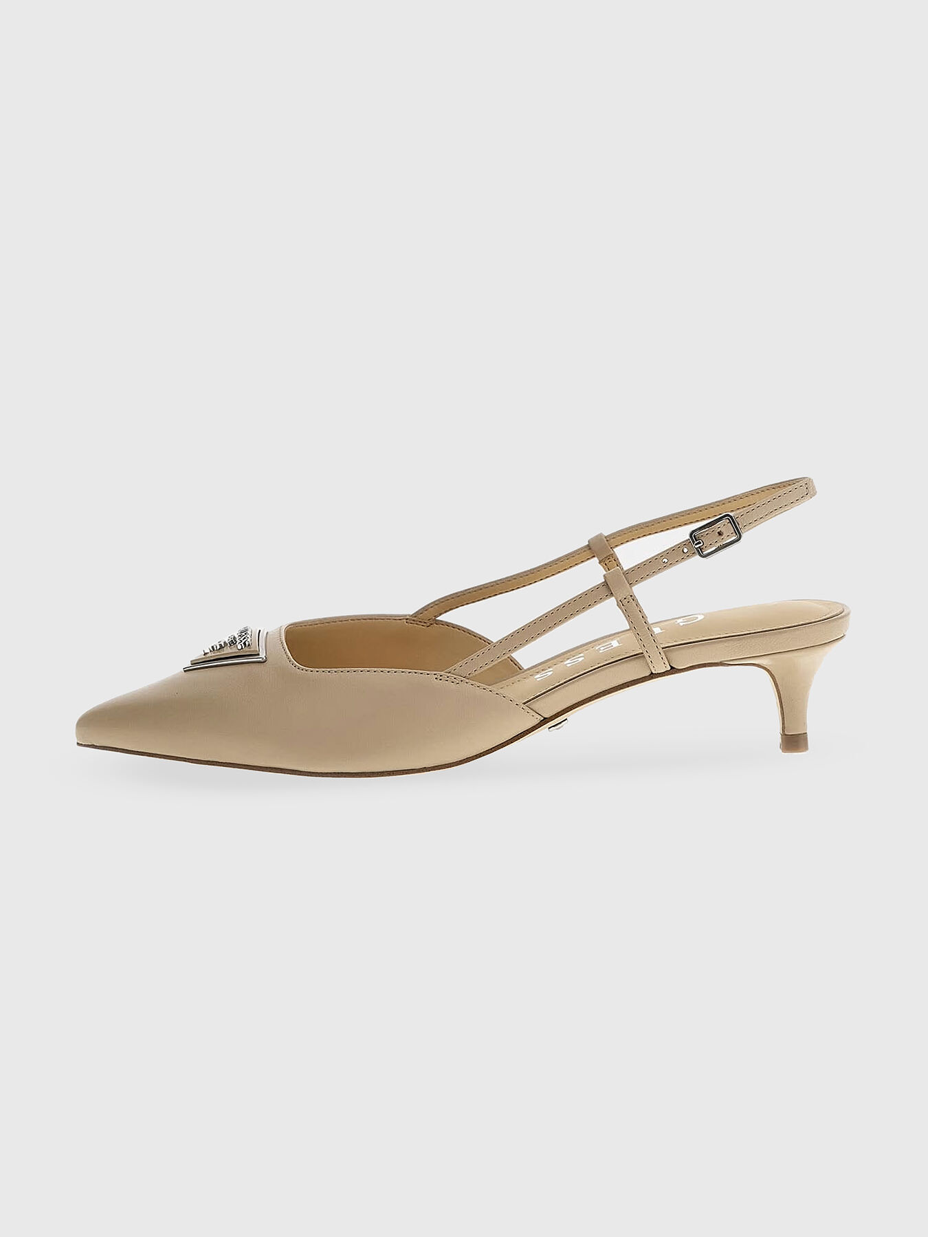 Beige kitten heel shoes shop