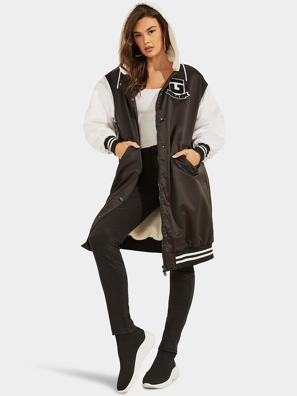 Long bomber jacket with maxi logo patch - 2