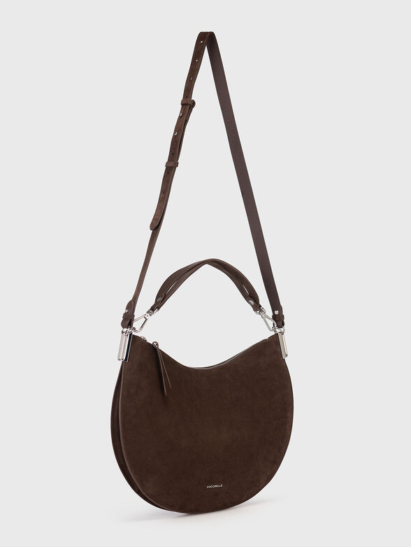 Suede bag with logo in brown - 2