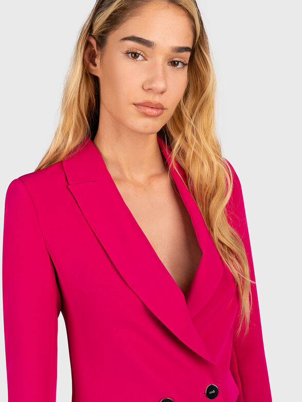Cropped fuxia blazer with gold buttons - 3
