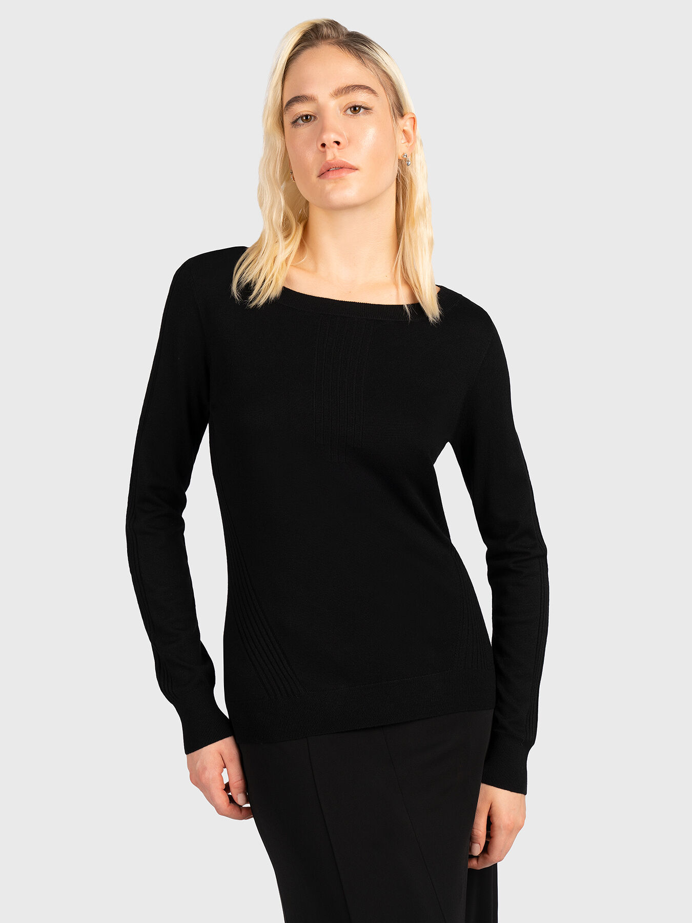 Black boat sale neck sweater