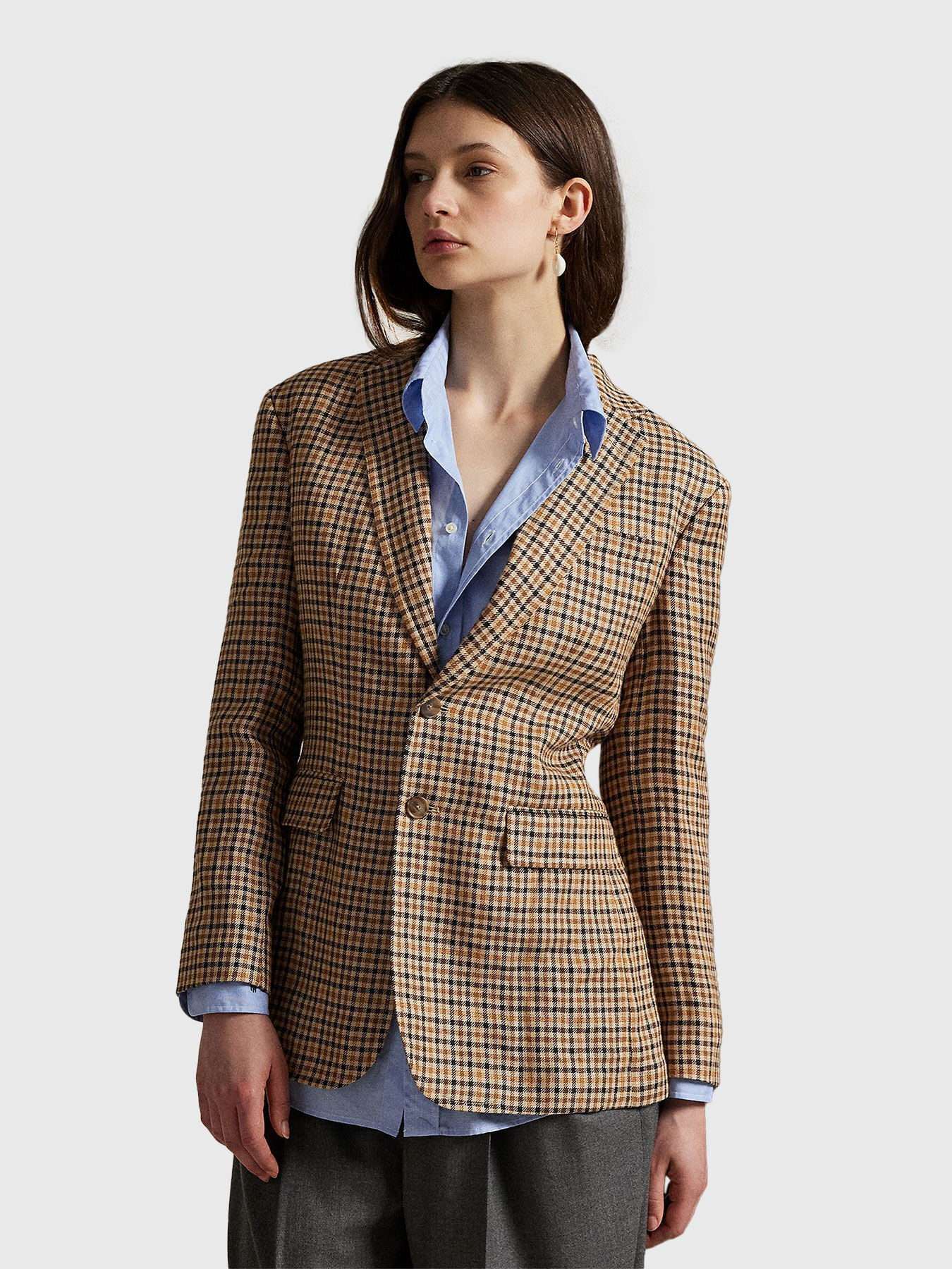 POLO RALPH LAUREN / ジャケット/M/リネン/KHK/チェック Checked linen jacket brand POLO RALPH LAUREN — Globalbrandsstore