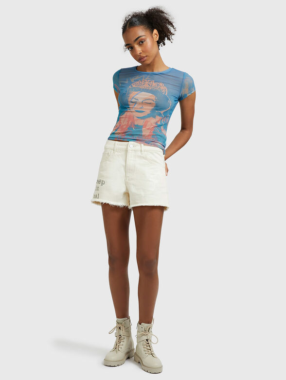 Blue T-shirt with print - 2