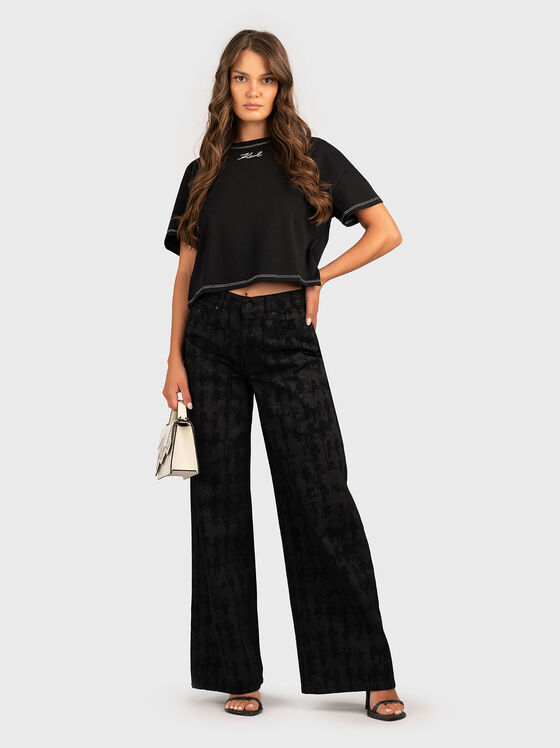 Cropped T-shirt with contrast stitching - 2