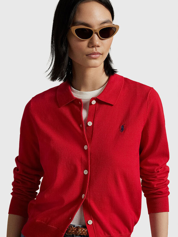 Cotton cardigan with logo embroidery - 4