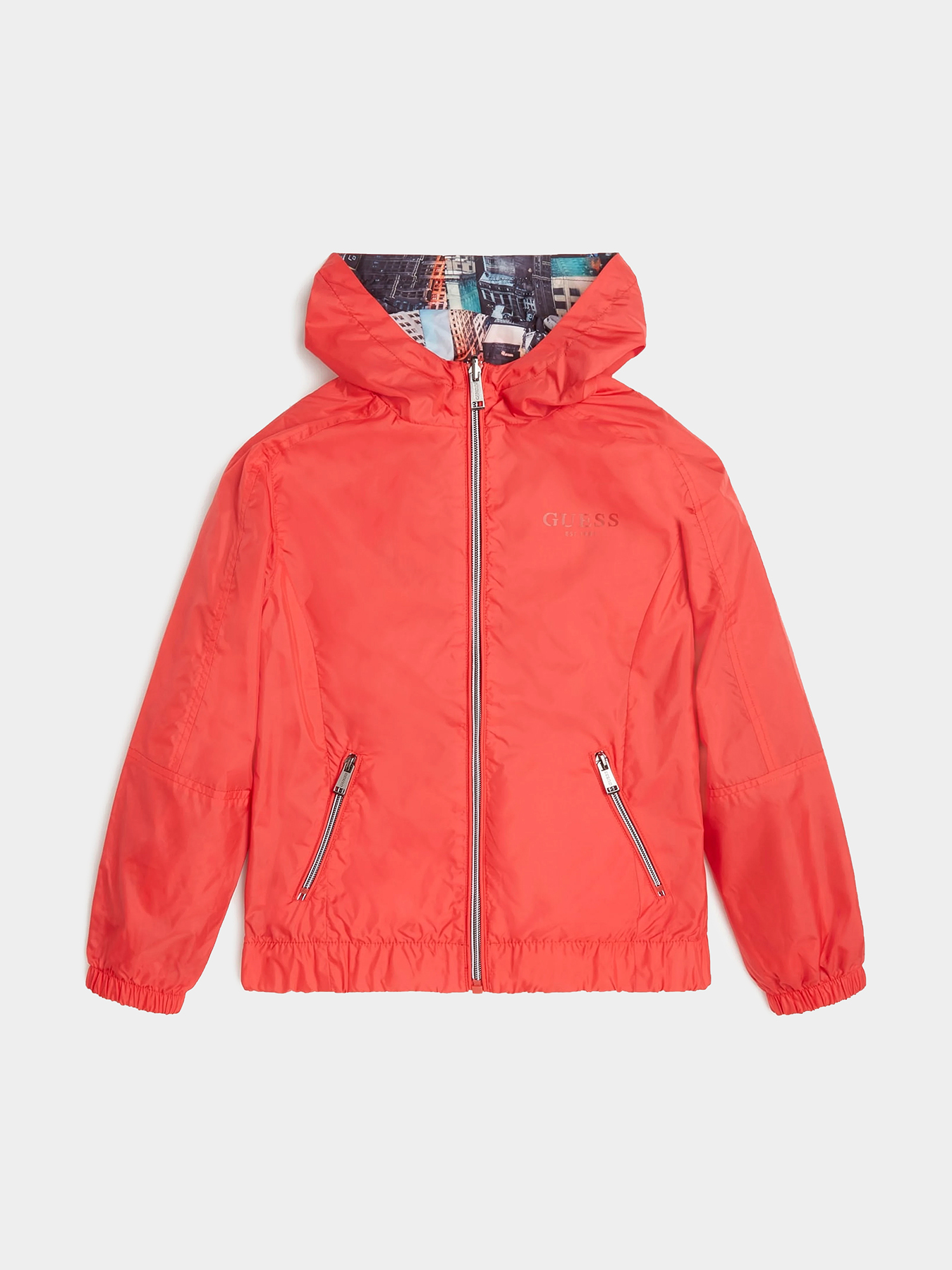 Blu reversible jacet whit hood and zip brand GUESS