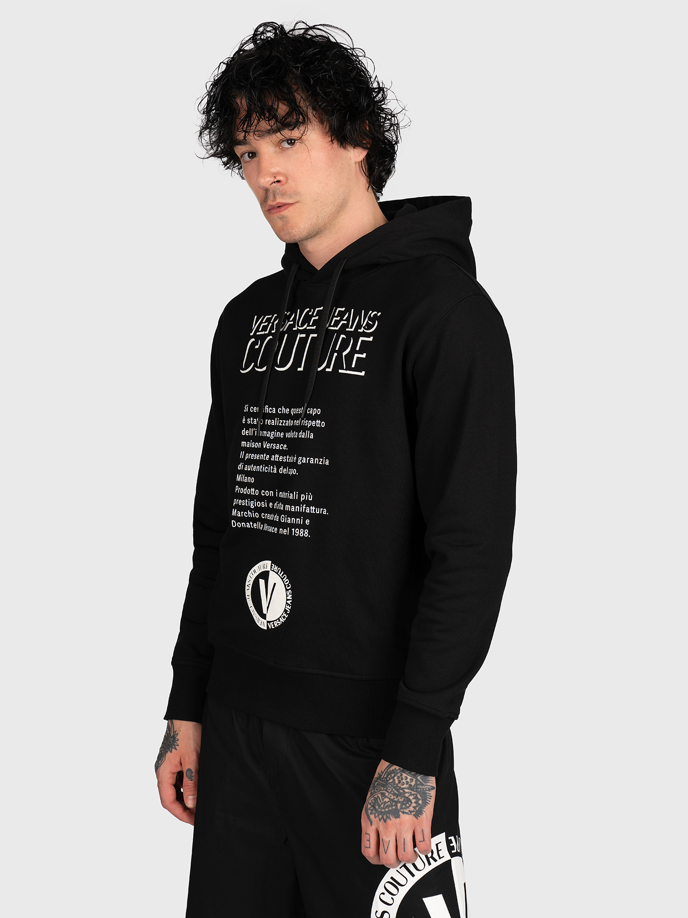 Black sweatshirt with print brand VERSACE JEANS COUTURE