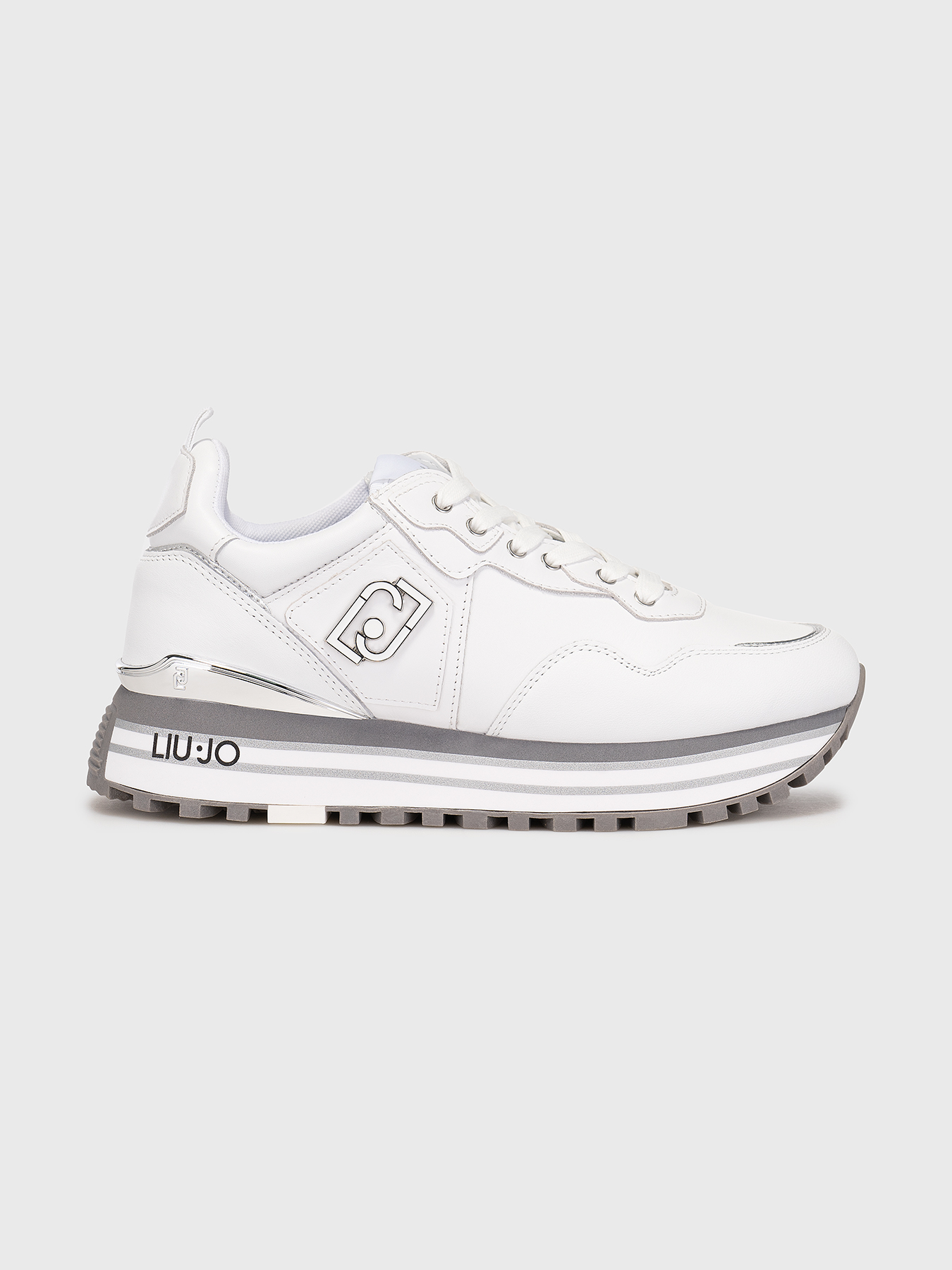 Zapatillas Liu Jo Maxi Wonder - Cuero Blanco, Casual, Suela Alta, Para Mujer
