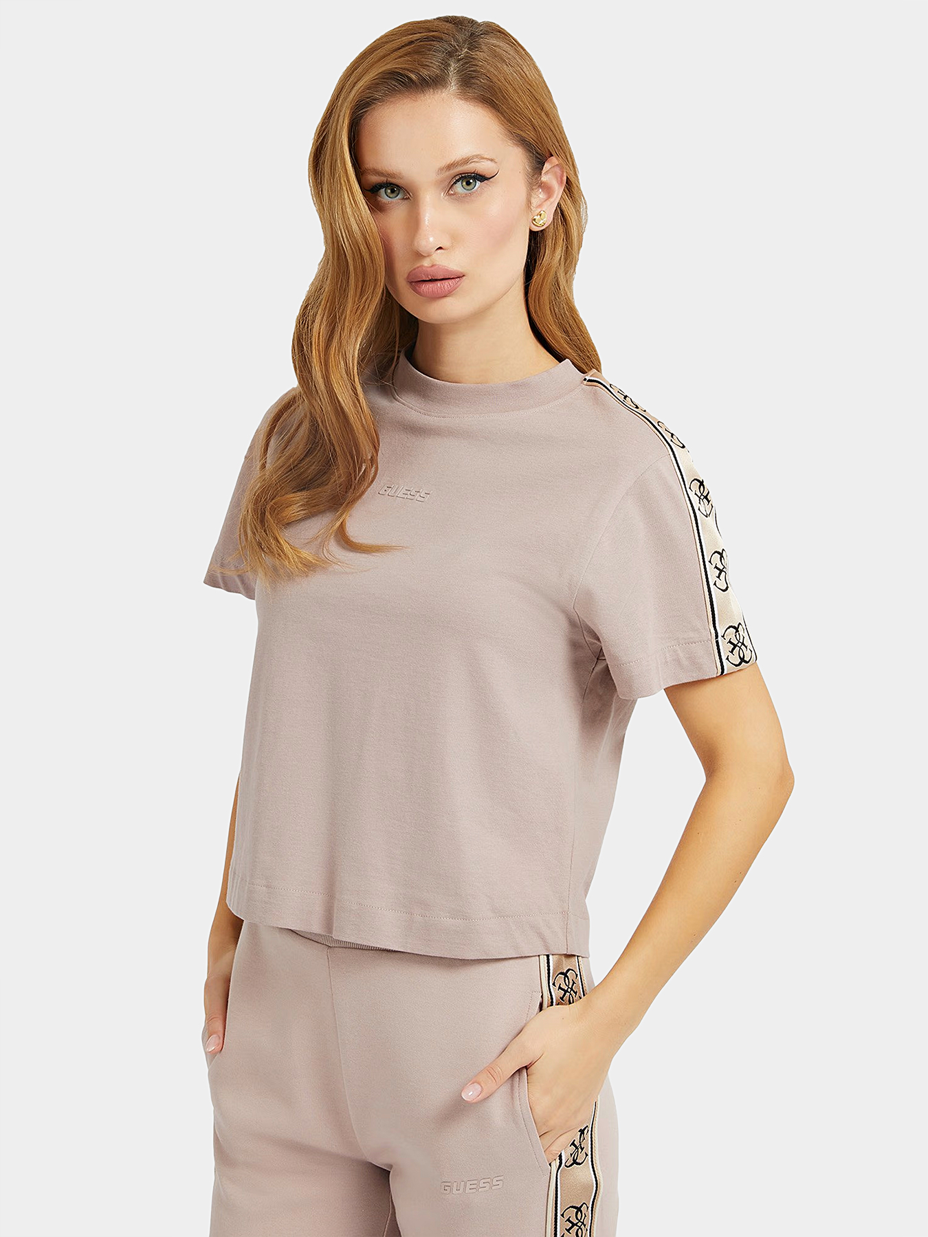 BRITNEY black T-shirt with accent edging brand GUESS