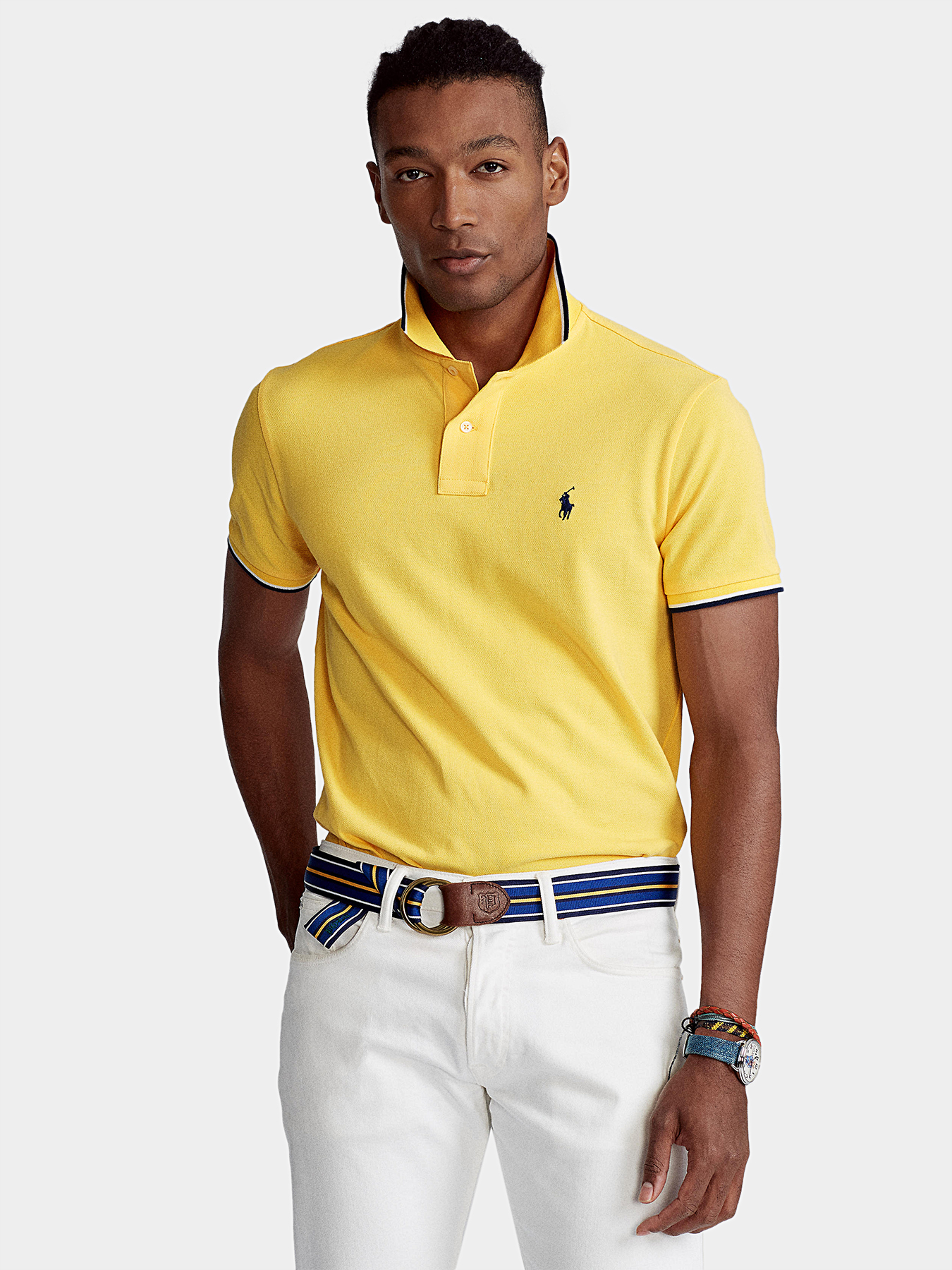 Cotton polo-shirt in yellow color brand POLO RALPH LAUREN