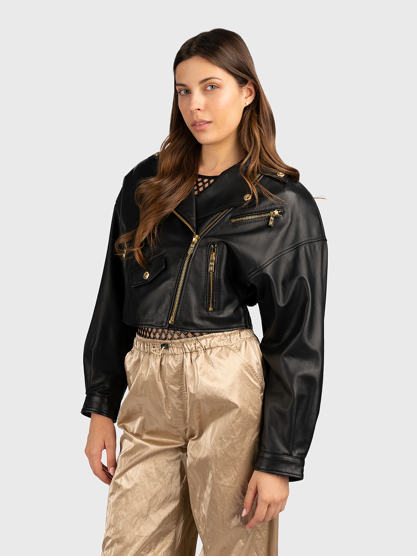 Cropped leather jacket brand Just Cavalli — Globalbrandsstore.com/en
