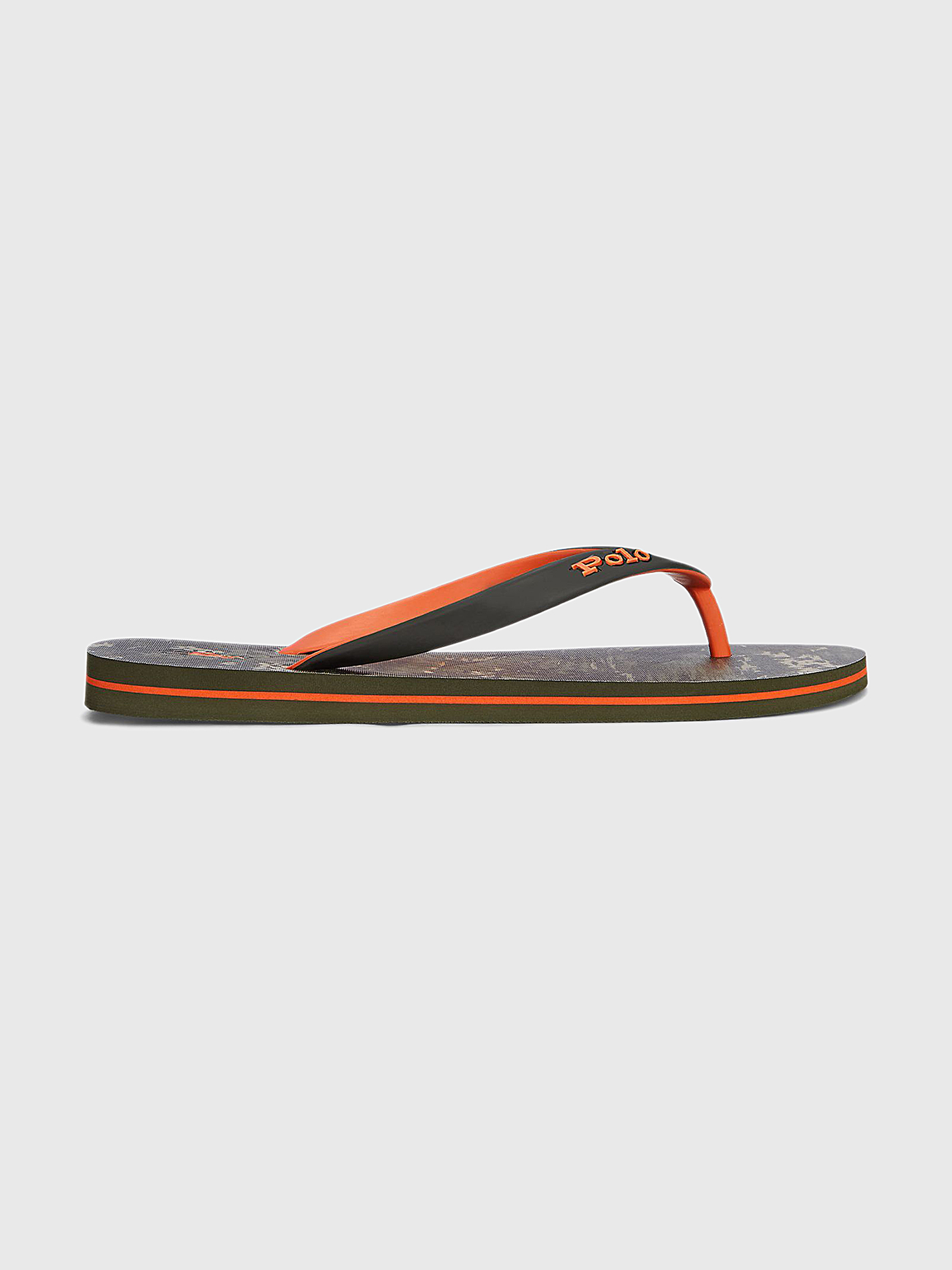 Slippers with floral print and contrast logo brand POLO