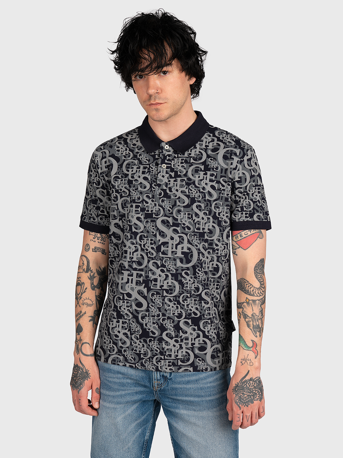 AIRDIN polo-shirt with logo lettering brand GUESS