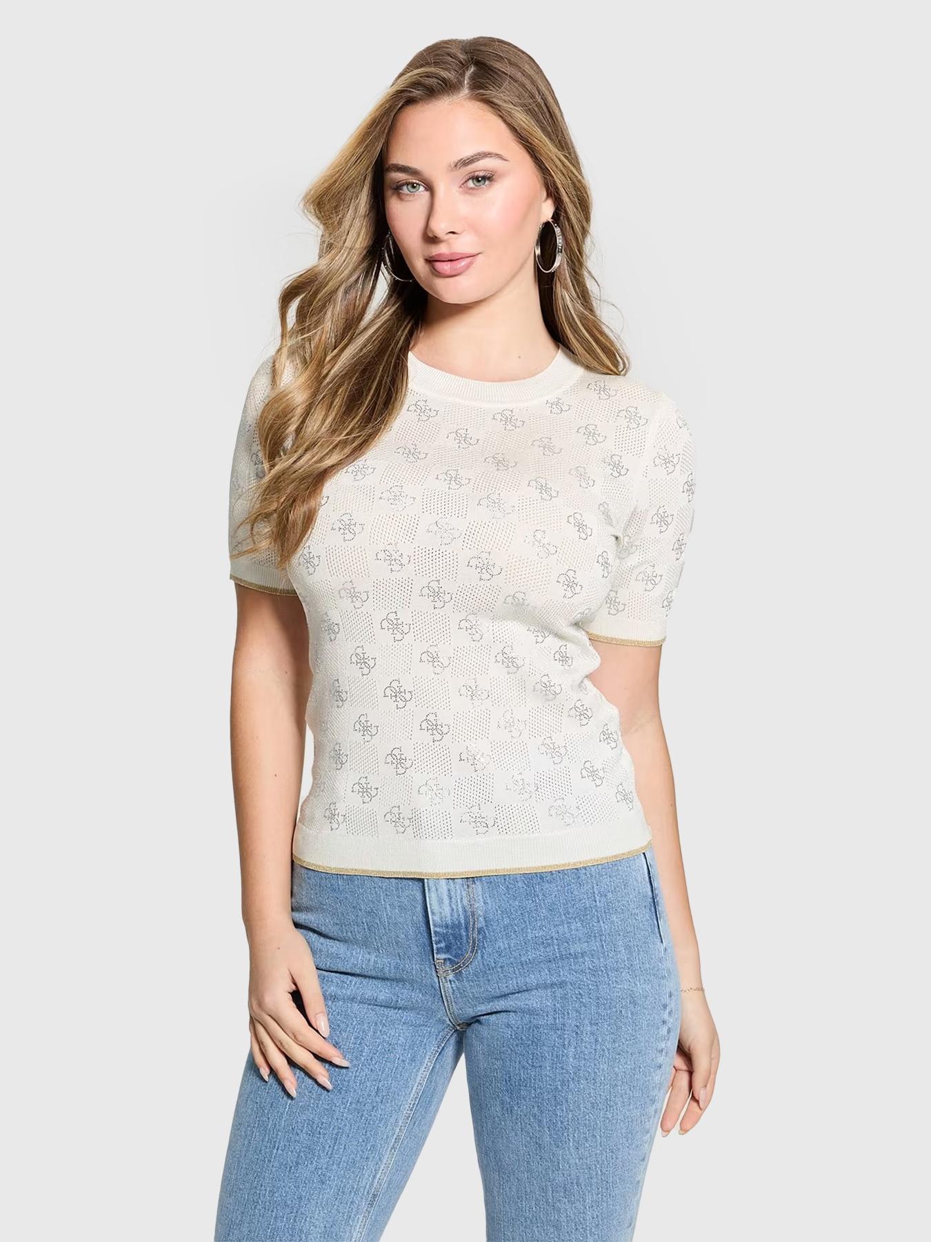 ROSIE blouse with perforations and logo brand GUESS