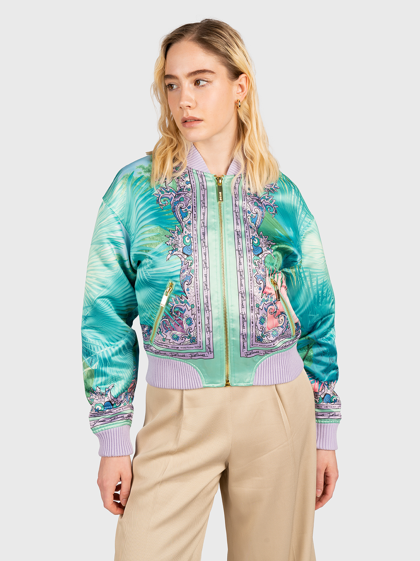 Bomber jacket with accent print brand Just Cavalli