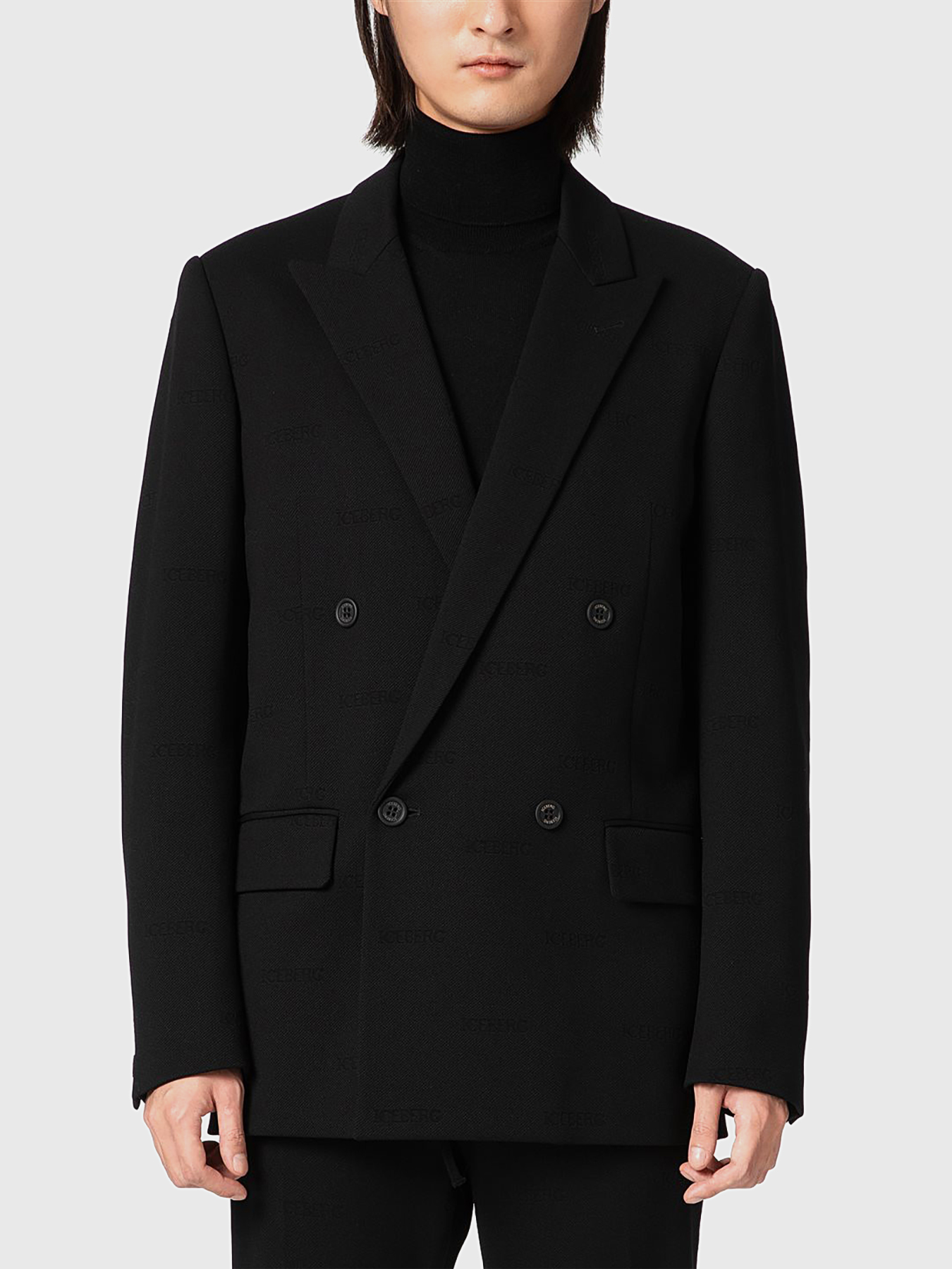 【新品/匿配】ラルフローレン黒Black &botanical〈米国2/日本M〉 Black blazer with logo print brand ICEBERG