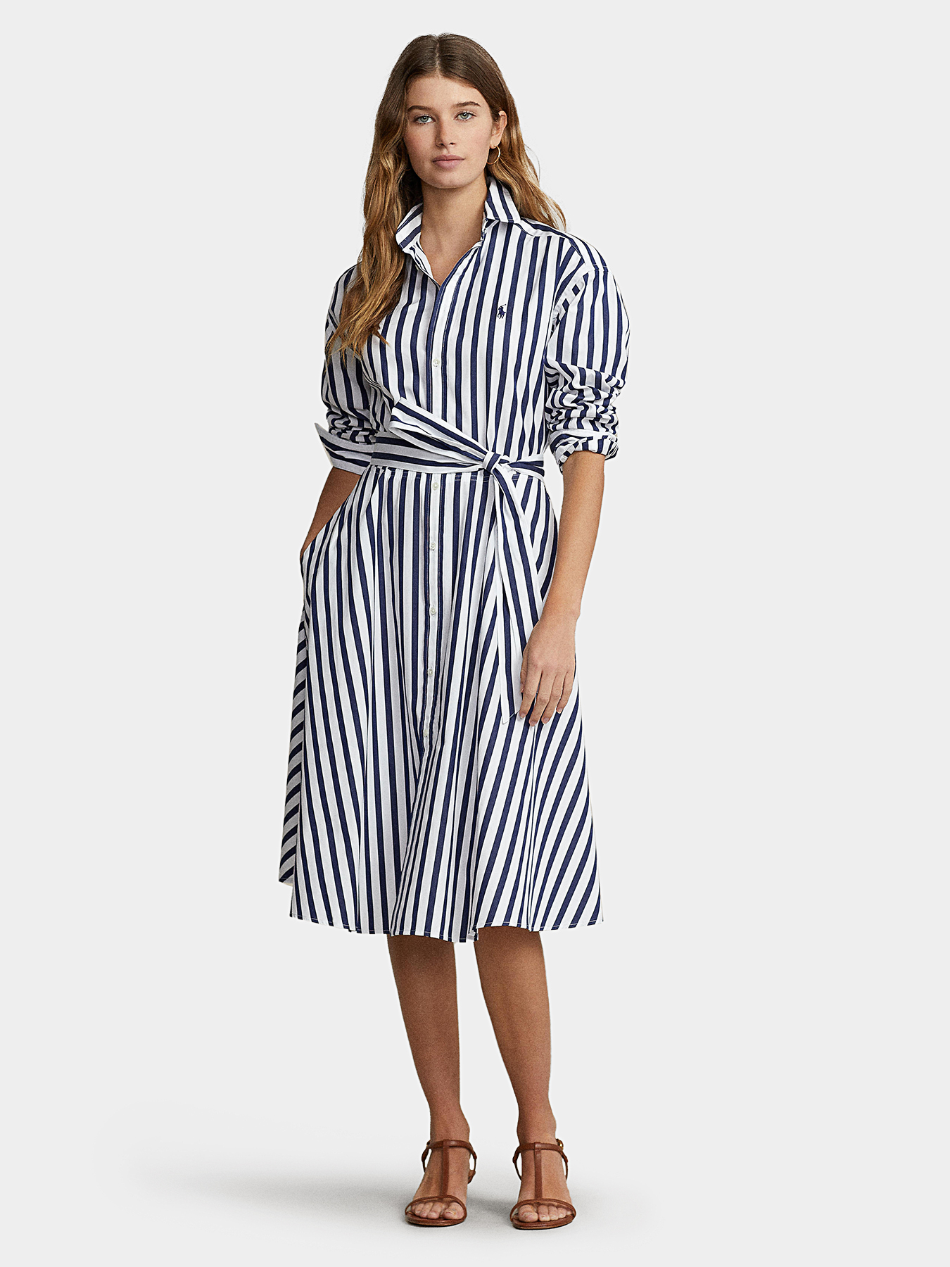 Striped dress with logo embroidery brand POLO RALPH LAUREN