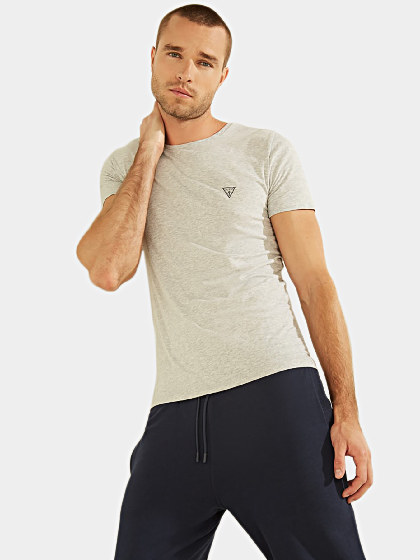 Cotton t-shirt with triangle logo brand GUESS