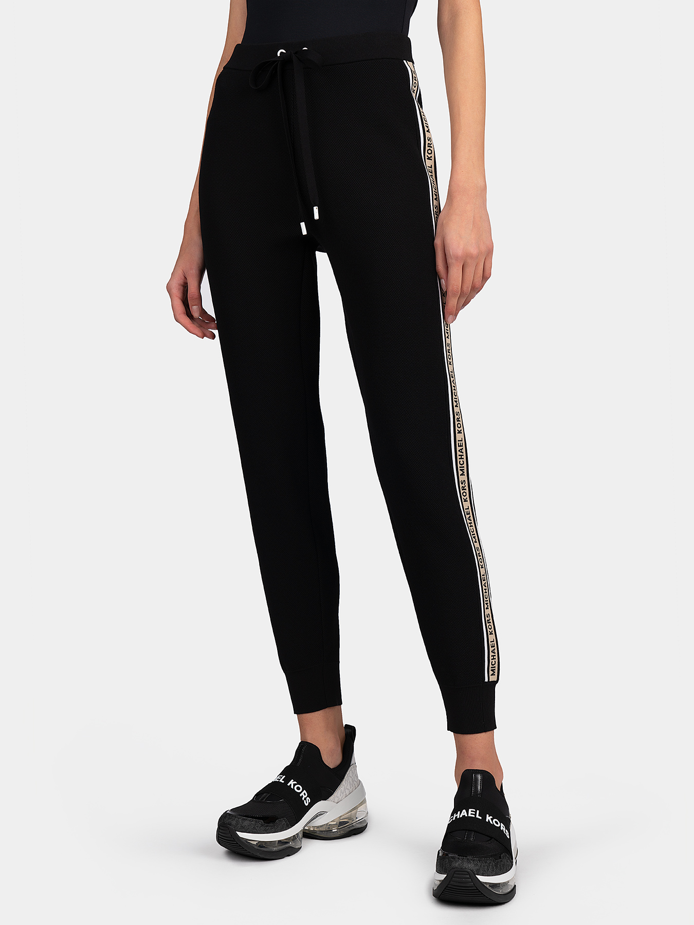 Michael Michael Kors ストライプワイドスラックス　ブラック Michael Michael Kors ストライプワイドスラックス ブラック