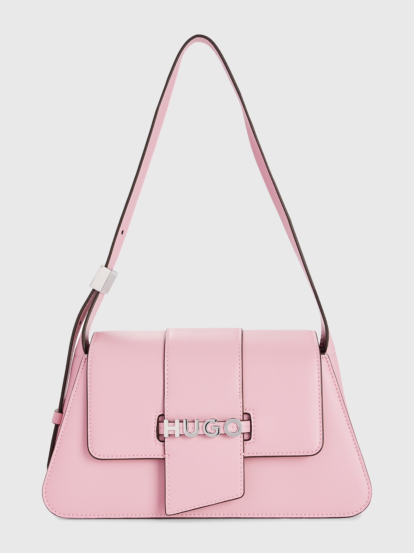 Faux leather shoulder bag with accent logo brand HUGO