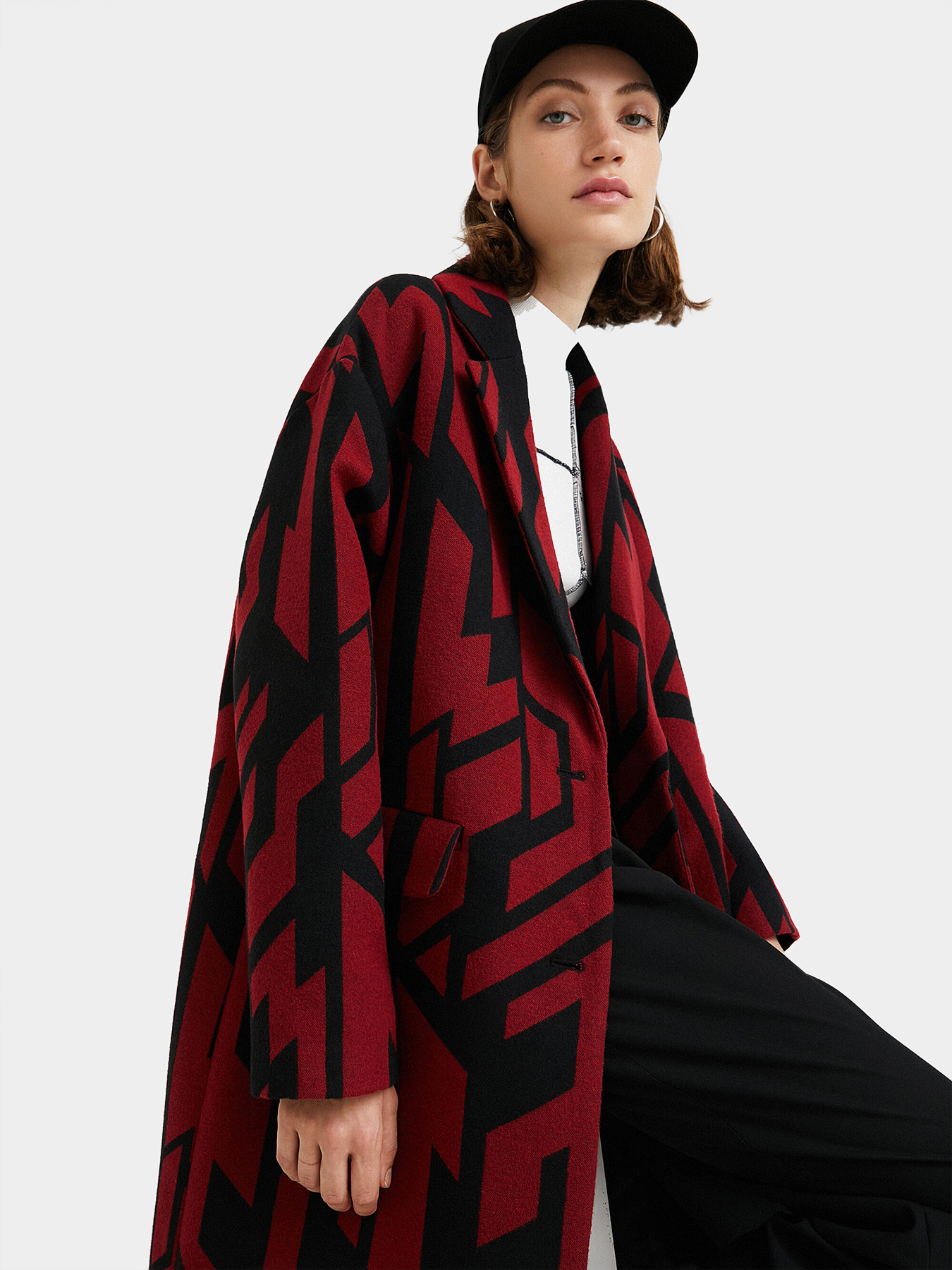 KALIMA Coat with geometric jacquard details brand DESIGUAL