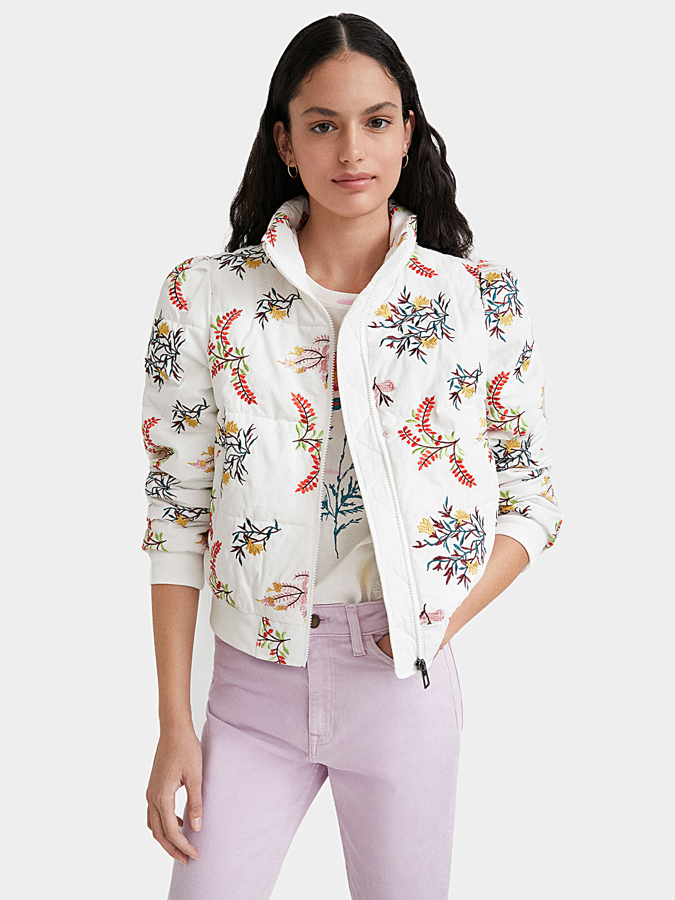 NICOLE padded jacket with floral accents brand DESIGUAL
