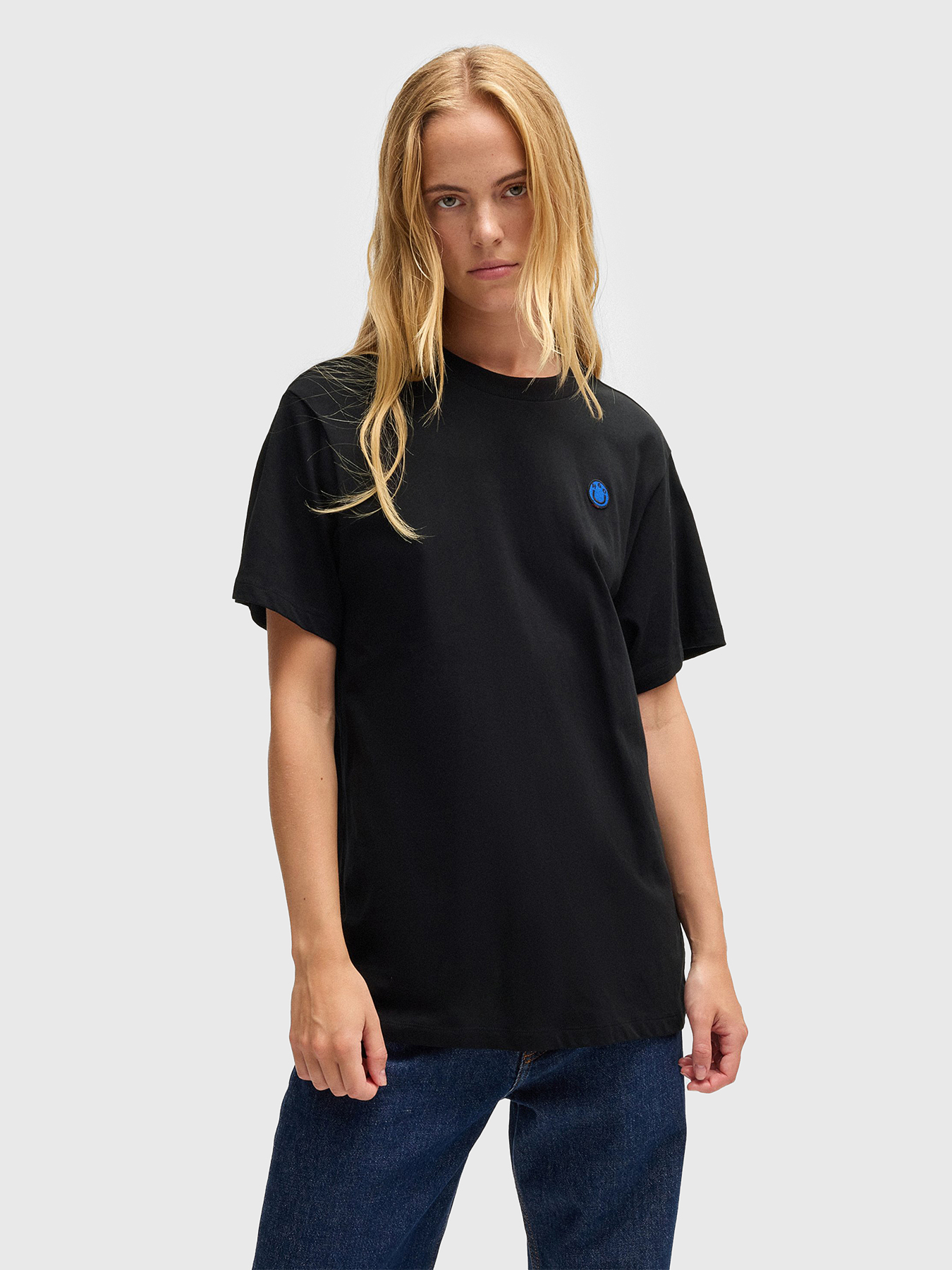 T-shirt with oval neckline and logo brand HUGO BLUE
