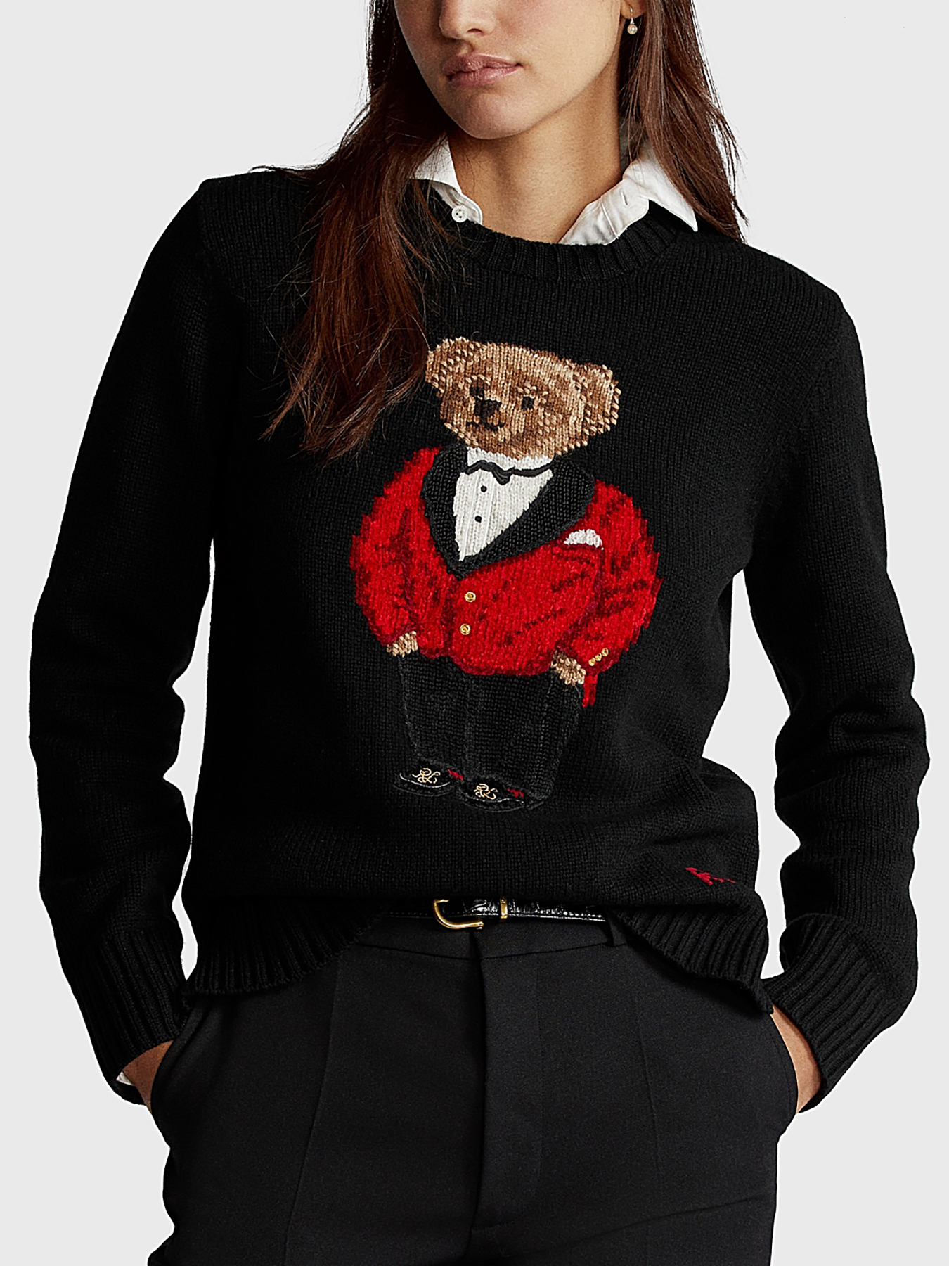 Black sweater with Polo Bear embroidery 