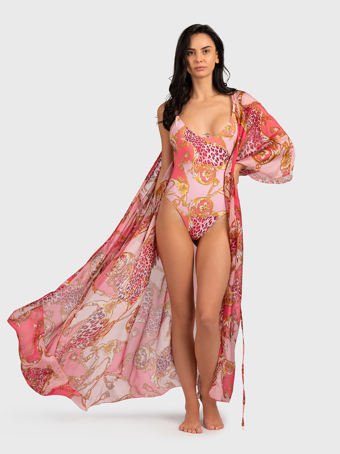 ERYN beach kimono with floral print brand GUESS